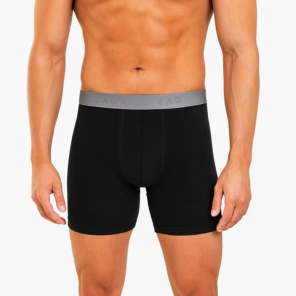 Boxer Largo Algodón 100% 6Pack Negro/ Jaspe/ Negro