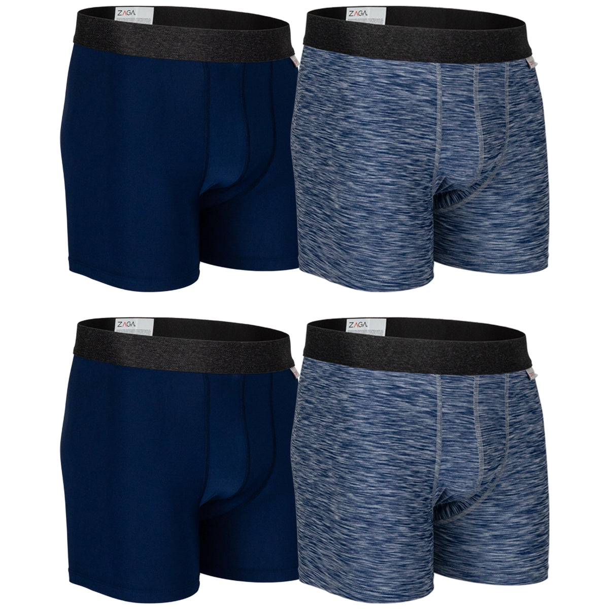 Zaga Boxer Largo 4 Pack Azul, Microfibra Sport