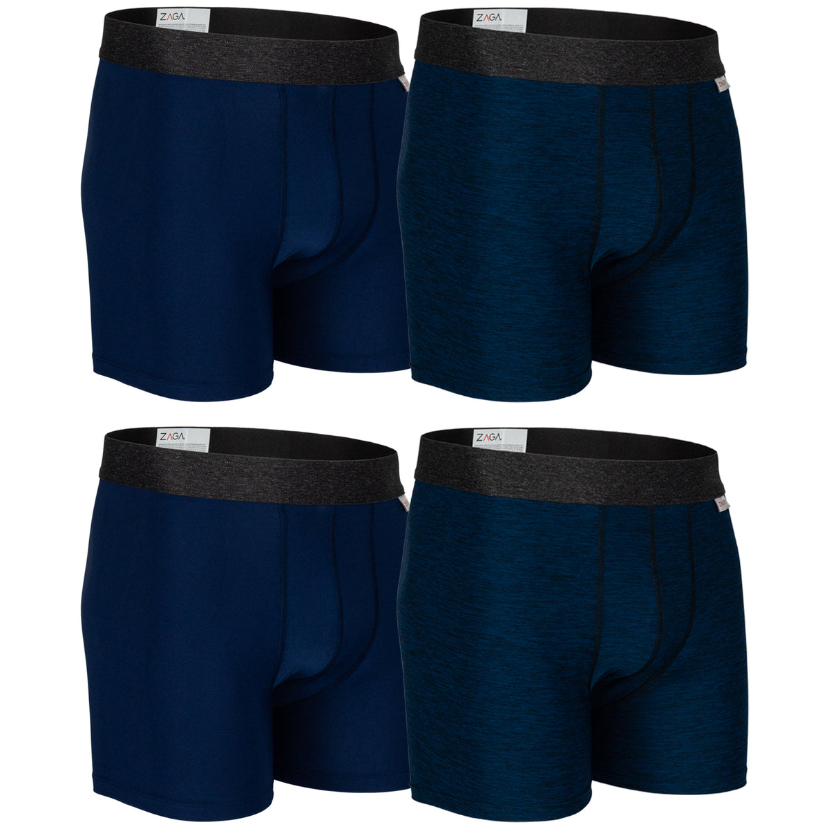 Zaga Boxer Largo 4 Pack Azul, Azul Microfibra Sport