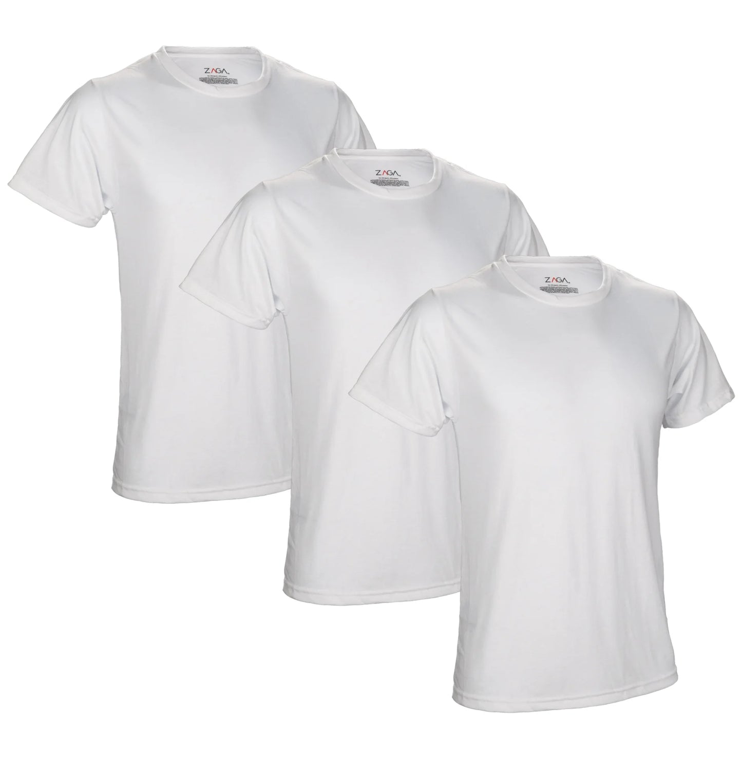 Playera Zaga Cuello Redondo Blanca 3Pack