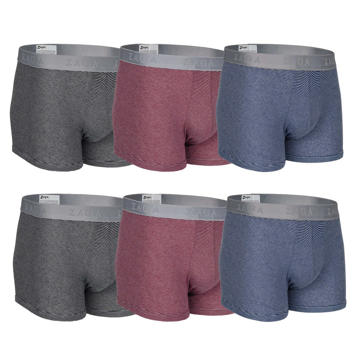 Boxer Corto Algodón 100% 6 Pack Rayas