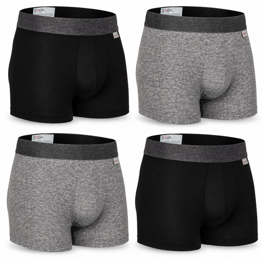 Boxer Corto Lisos 4 pack Negro, Jaspe, Negro