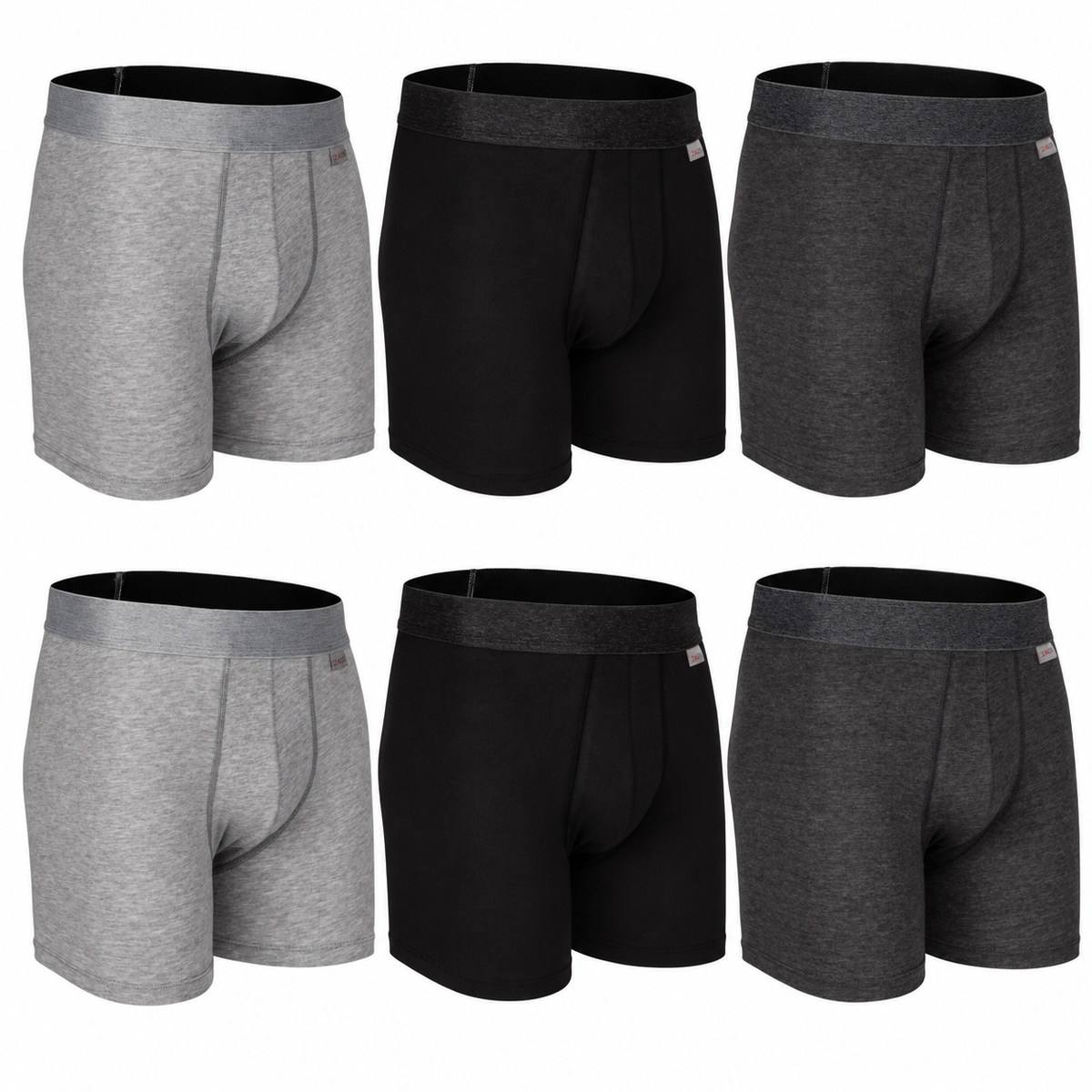 Zaga Boxer Largo 6 Pack Negro / Gris / Oxford