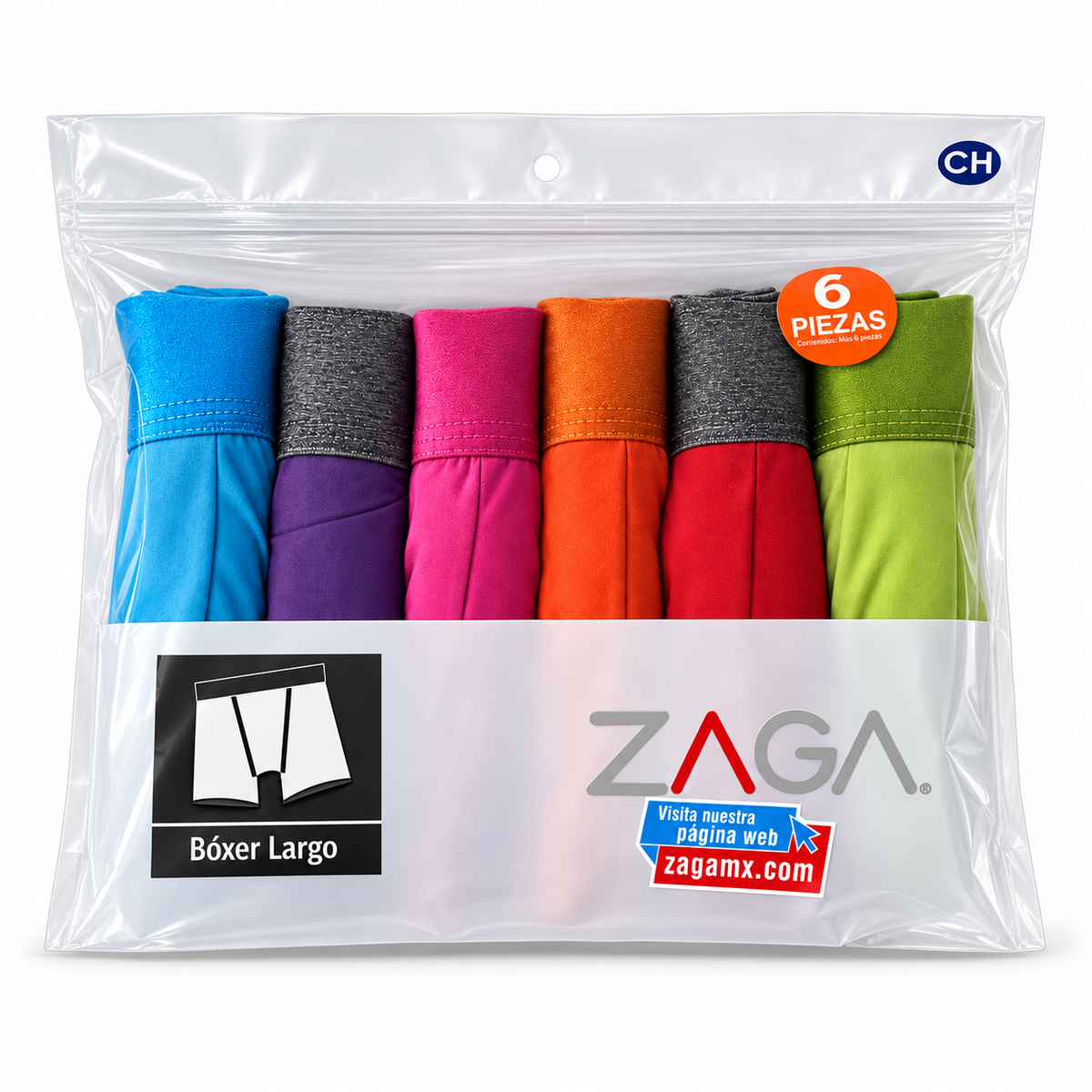 Zaga Boxer Largo 6 Pack Colores