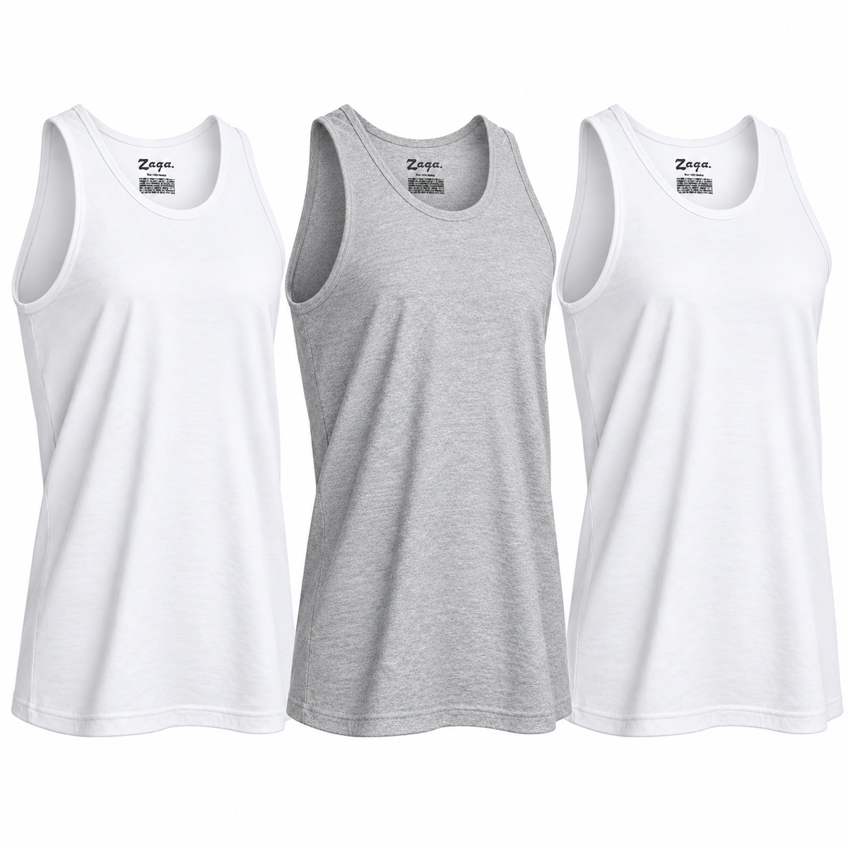 Camiseta Zaga Cuello Redondo Blanca 3 Pack