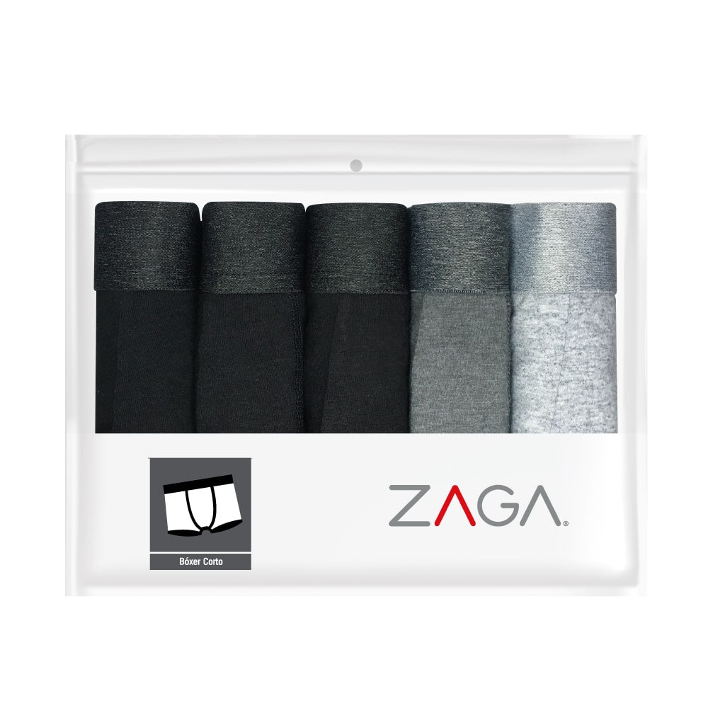 Boxer Corto 5 Pack Negro, Gris, Jaspe